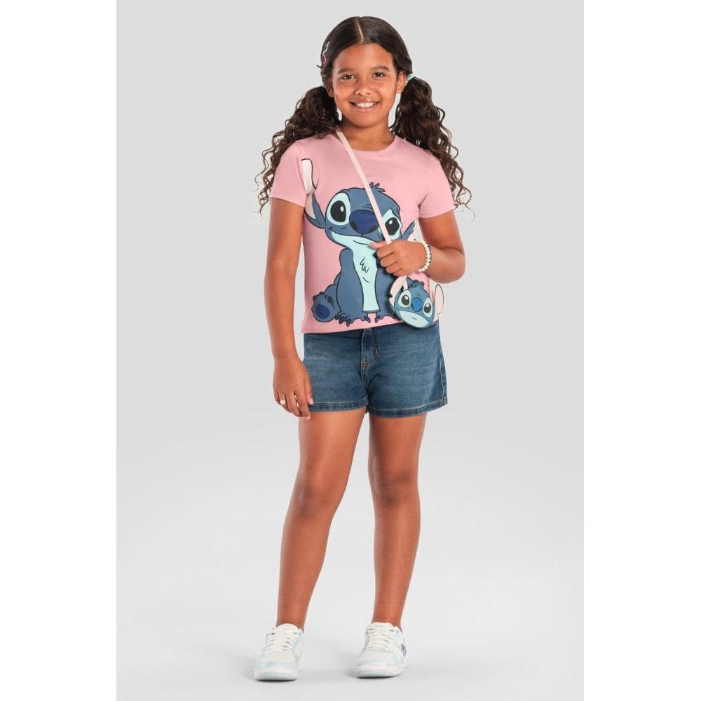 Blusa infantil menina do Stitch com bolsinha Brandili