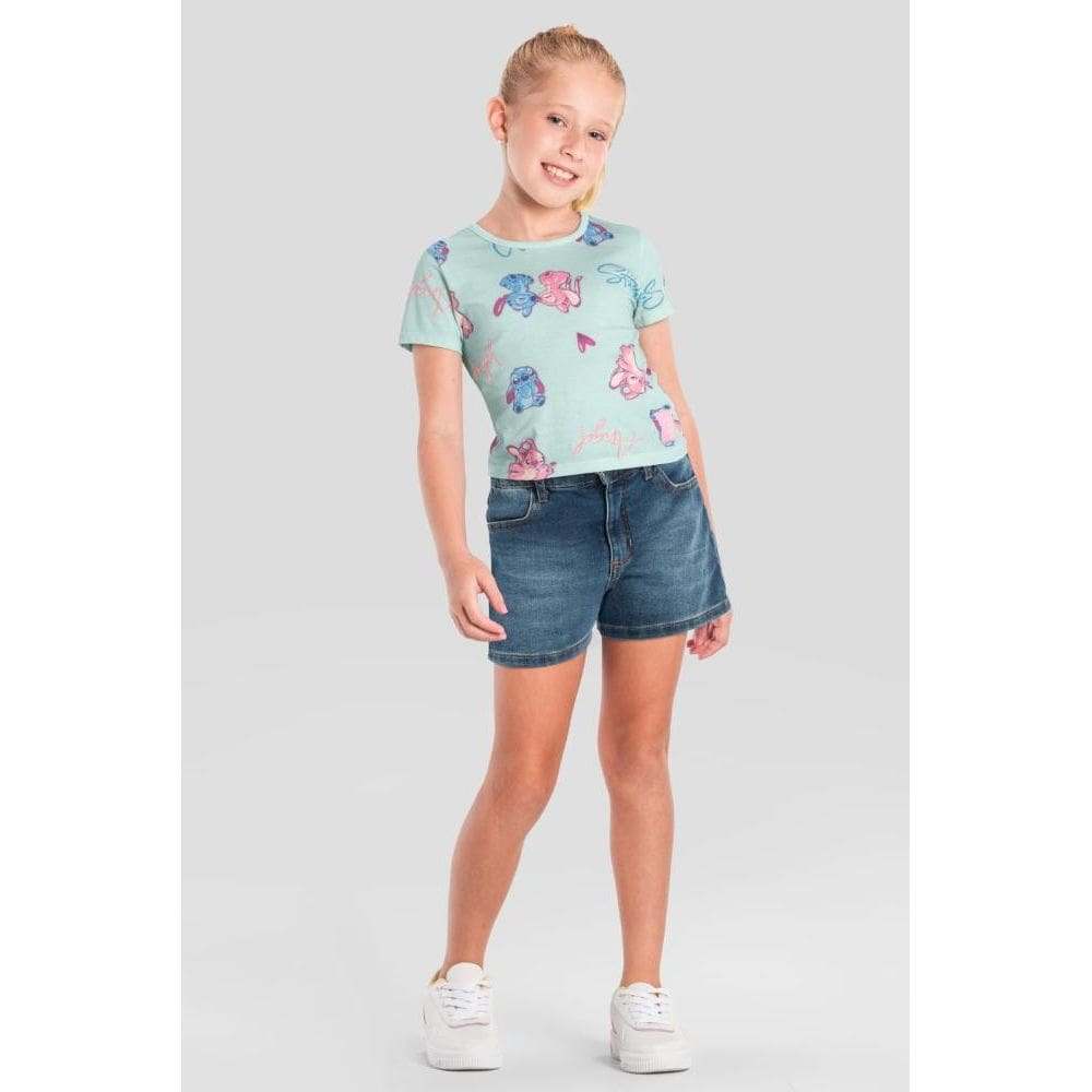 Blusa infantil menina do Stitch cropped Brandili