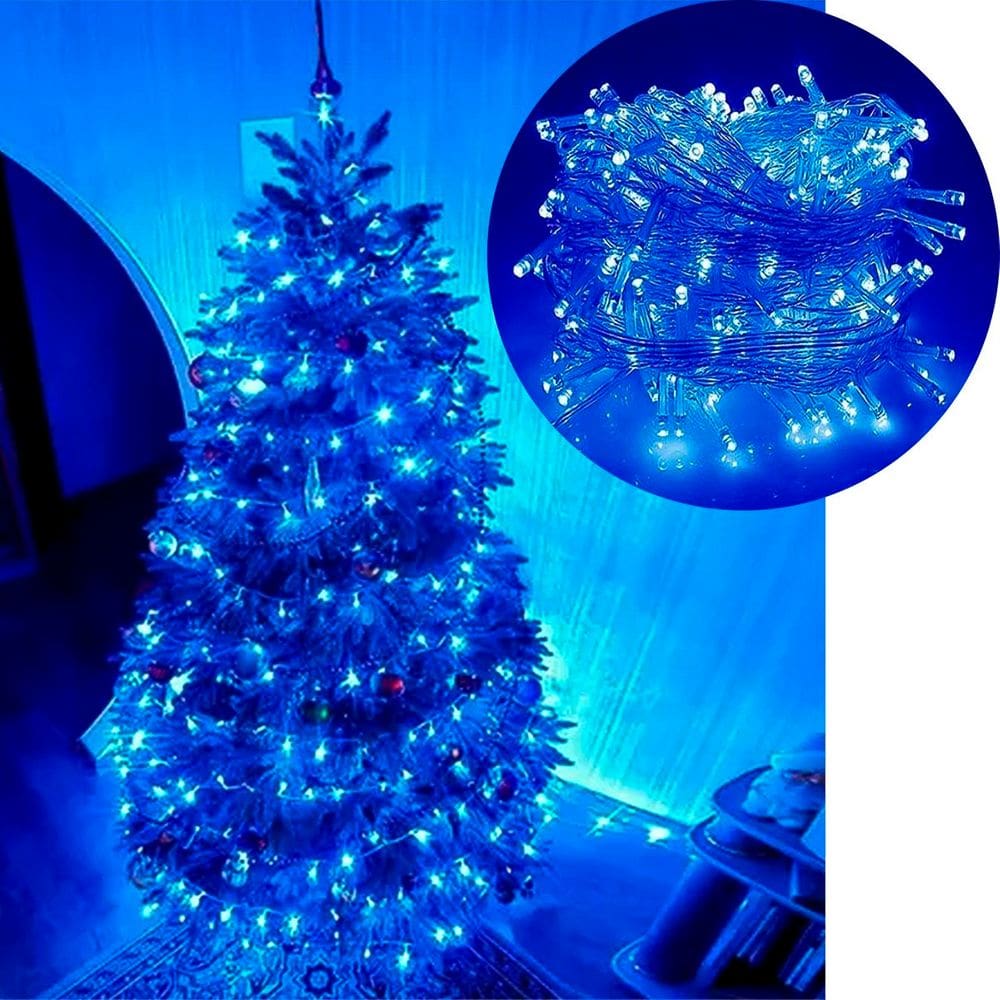 Pisca Cordão Varal Natal 100 Lâmpadas LEDs Azul De 220v 10m