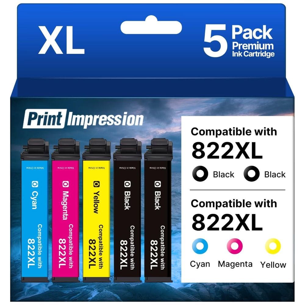 Pacote combinado de cartuchos de tinta 822XL remanufaturados para Epson