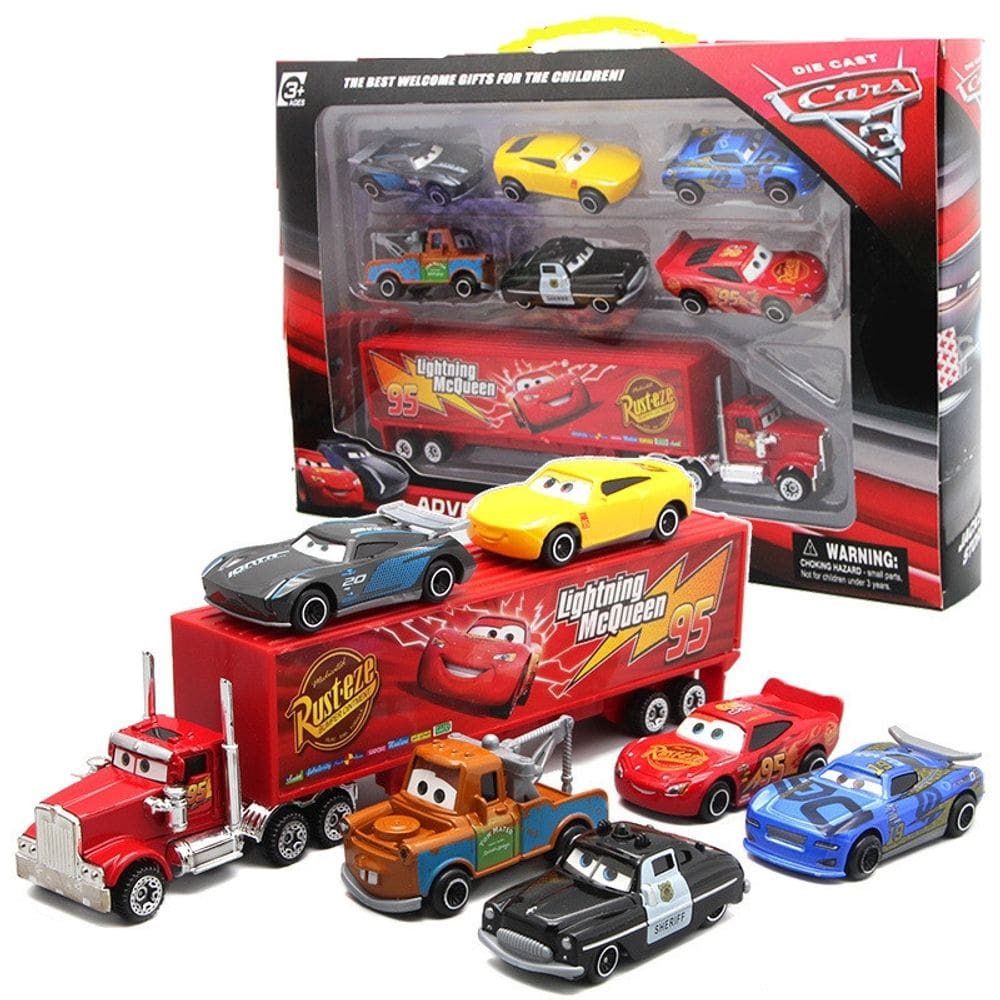 Kit de carros de brinquedo Pixar Cars Lightning Mcqueen 7 peças