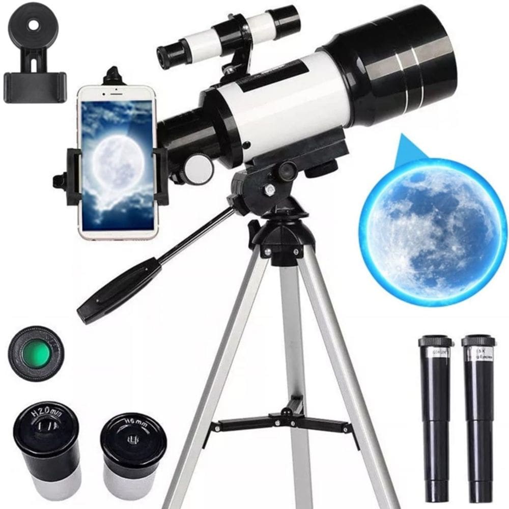 Telescópio 150x70mm com tripé e adaptador para smartphone