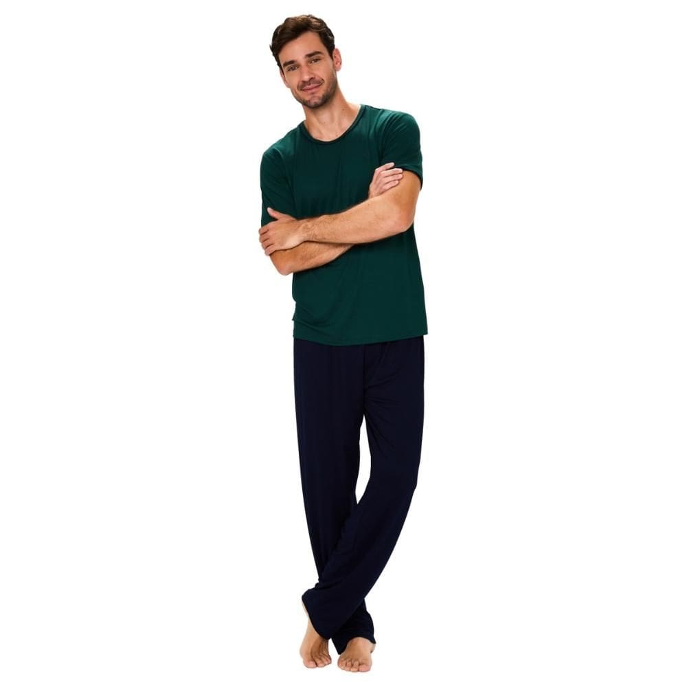 Pijama Masculino Visco Calça com Manga Curta e Bolso - 258127