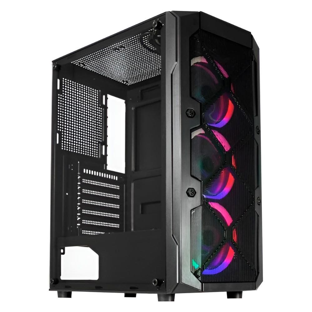 Gabinete Gamer K-Mex 02C5 - Vidro Temperado - 3 Coolers - ATX - Preto - CG02C5RH0010B0X