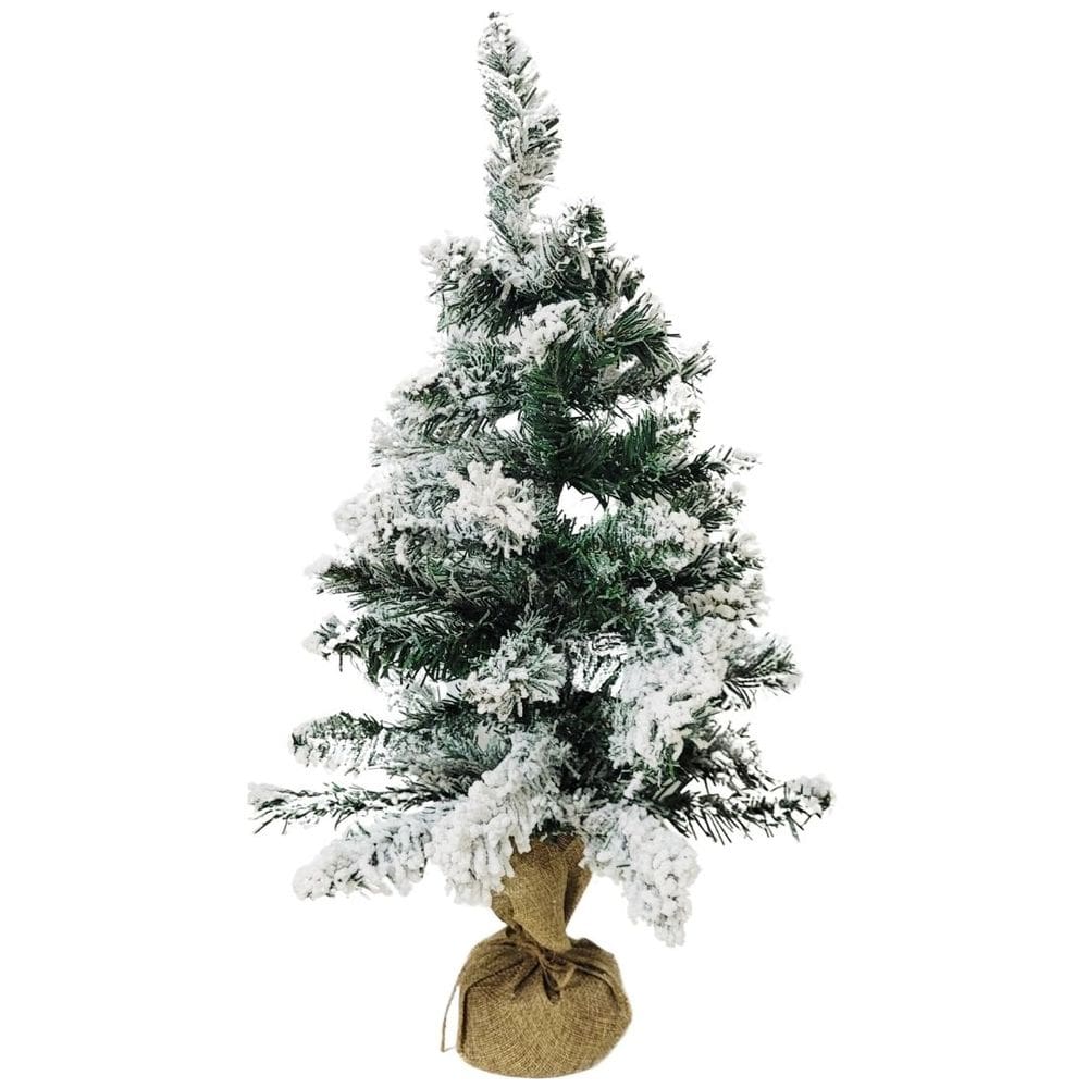 Pinheiro Nevado Rústico Luxo Base Linho Juta 60cm - Bela Flor