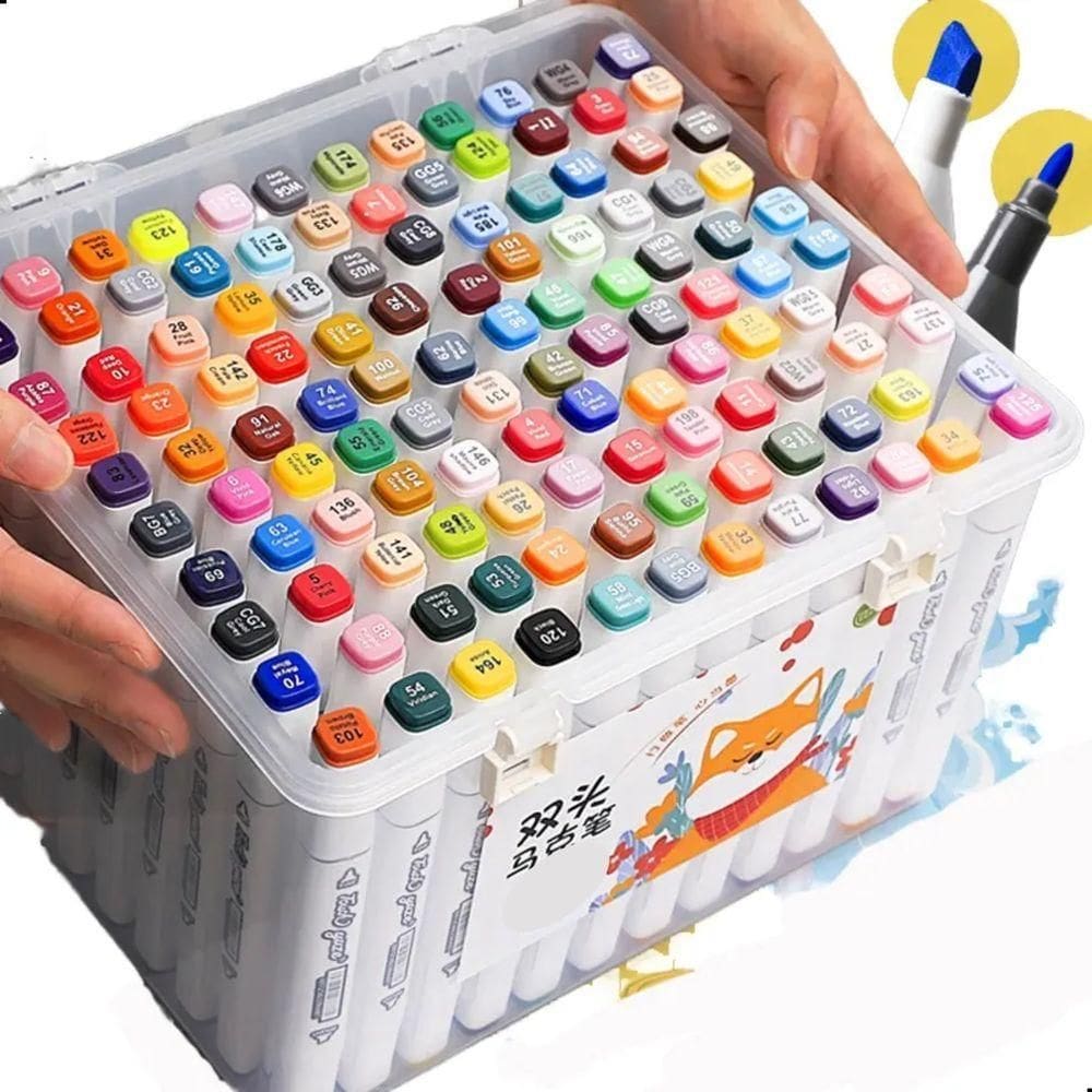 Canetinha Marcador Maleta Acrilica 80 Cores