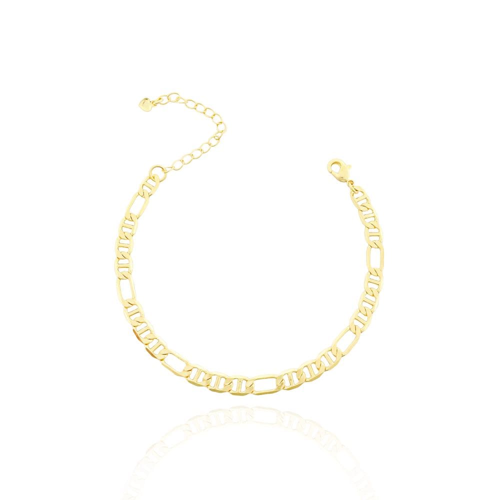 Pulseira Elo Piastrini 3x1 Banhada a Ouro