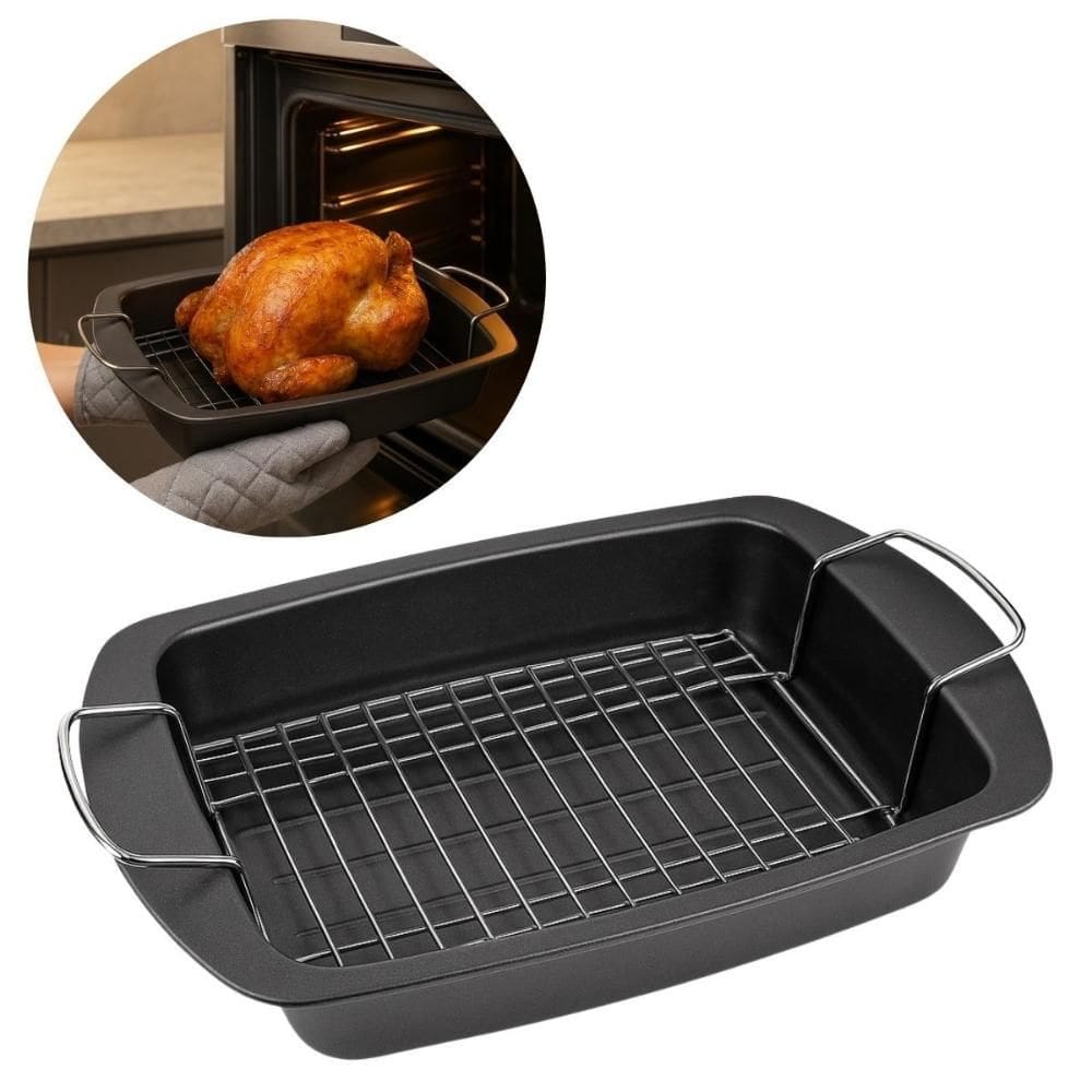 Assadeira Forma Retangular Grade Antiaderente Forno Grande