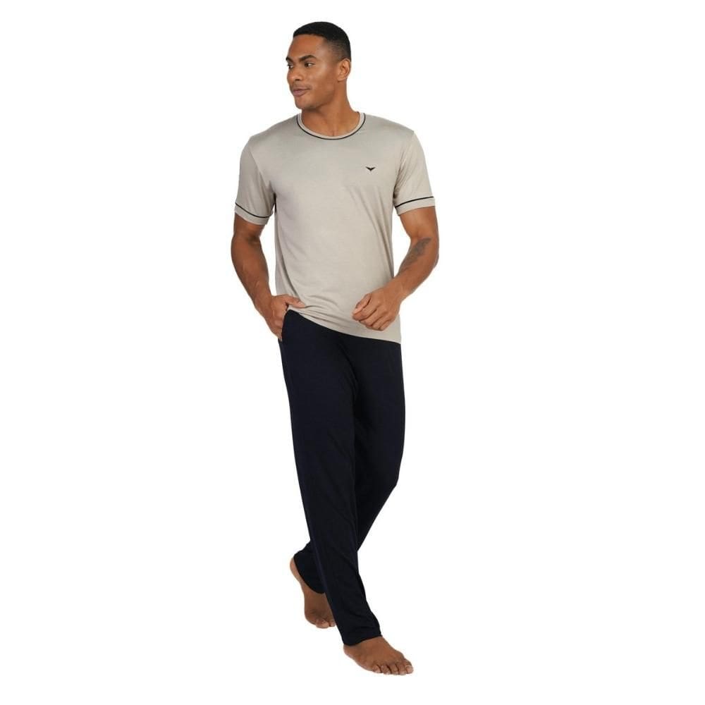 Pijama Masculino Visco Calça com Manga Curta e Bolso - 258127