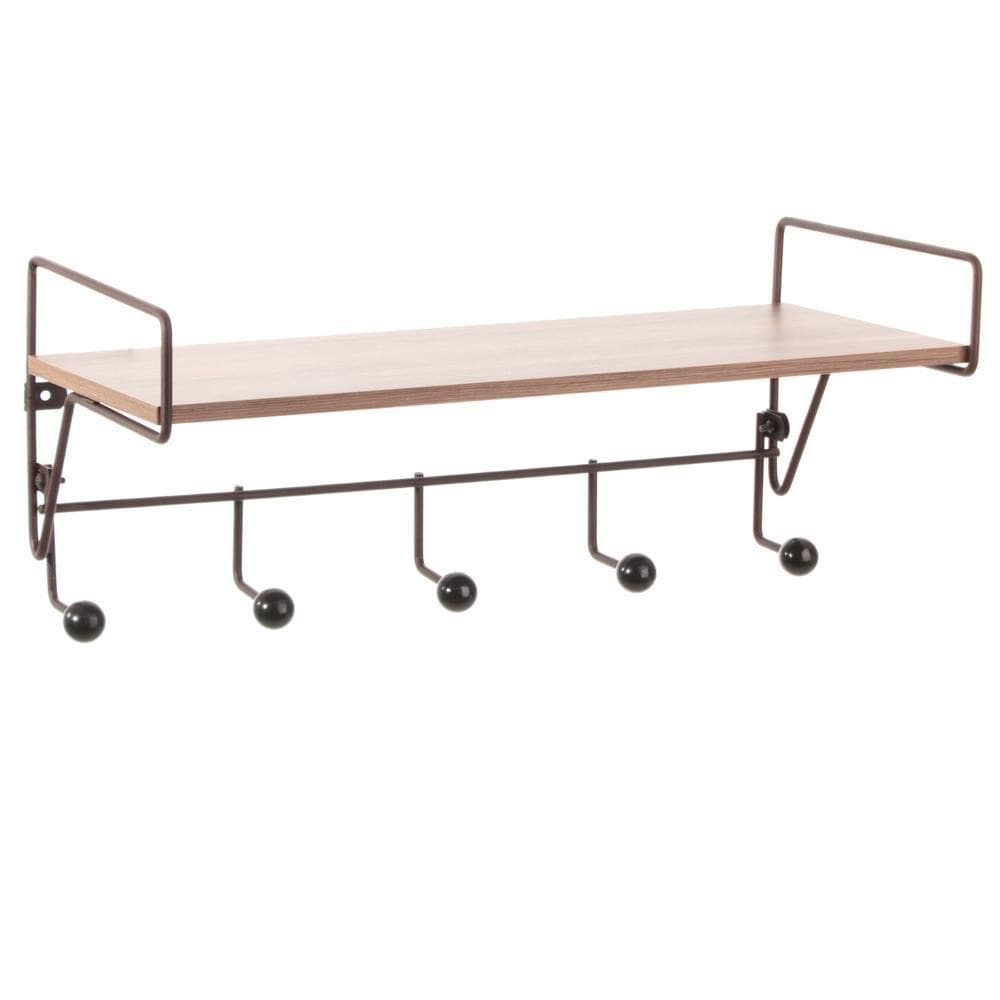 Prateleira Com Ganchos Marrom