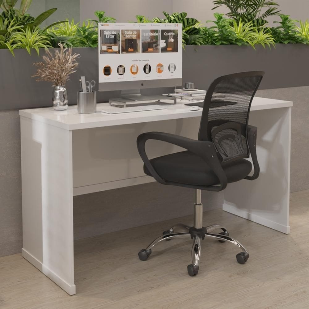 Mesa Para Escritório Com Tampo 25mm Verbena - Branco