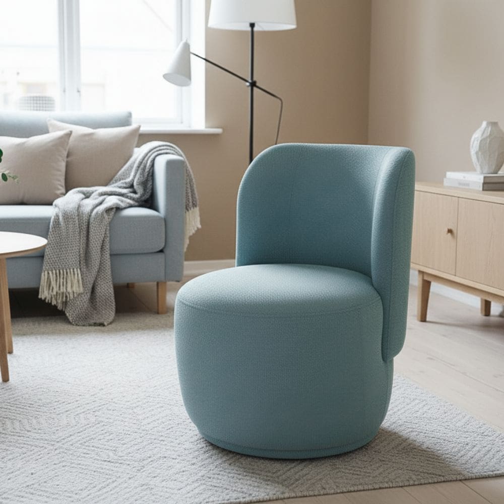 Poltrona Decorativa Sala Estar Orgânica Bia Boucle Azul Turquesa - Montanaris Decor