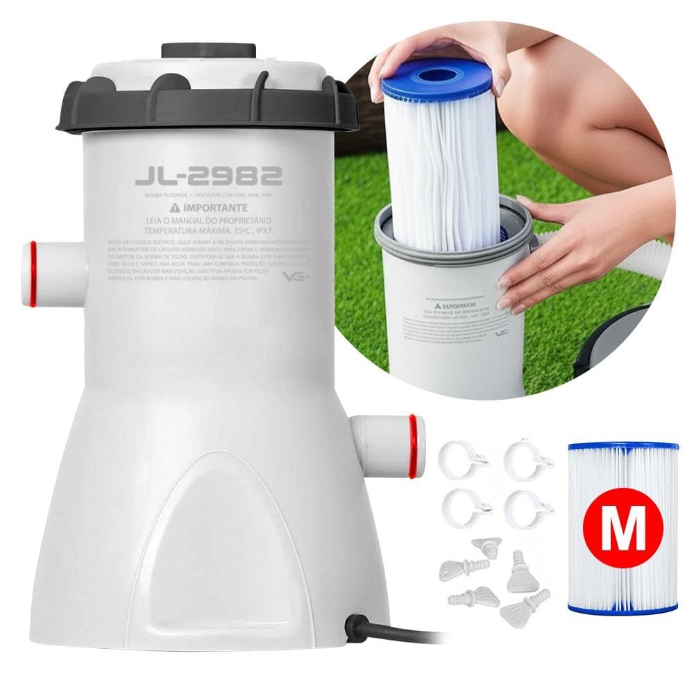Bomba Filtrante 3.028 Litros/h com Cartucho para Piscina Inflável e Estrutural VG Plus 220v