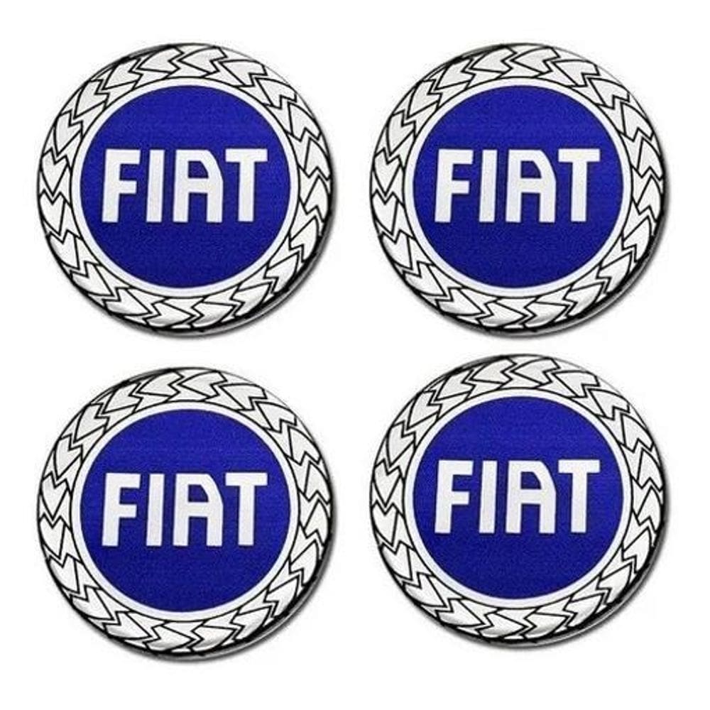4 Emblema Adesivo Calota Fiat Palio Resinado Azul 48Mm