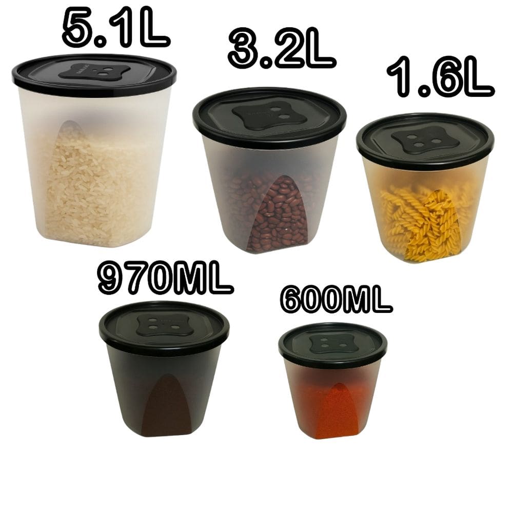 Kit com 5 Potes De Mantimentos Porta Mantimentos