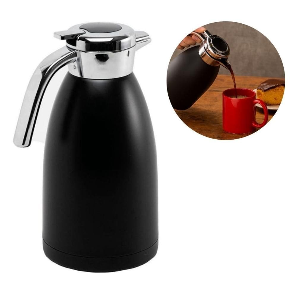 Garrafa Térmica 2200ml Quente Frio Café Água Chá Inox Preta