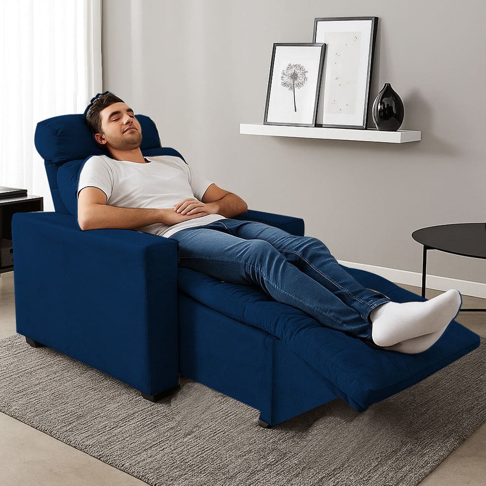 Poltrona Cadeira Do Papai E Mamãe Reclinável Retrátil Para Sala De Descanso Madri Marinho