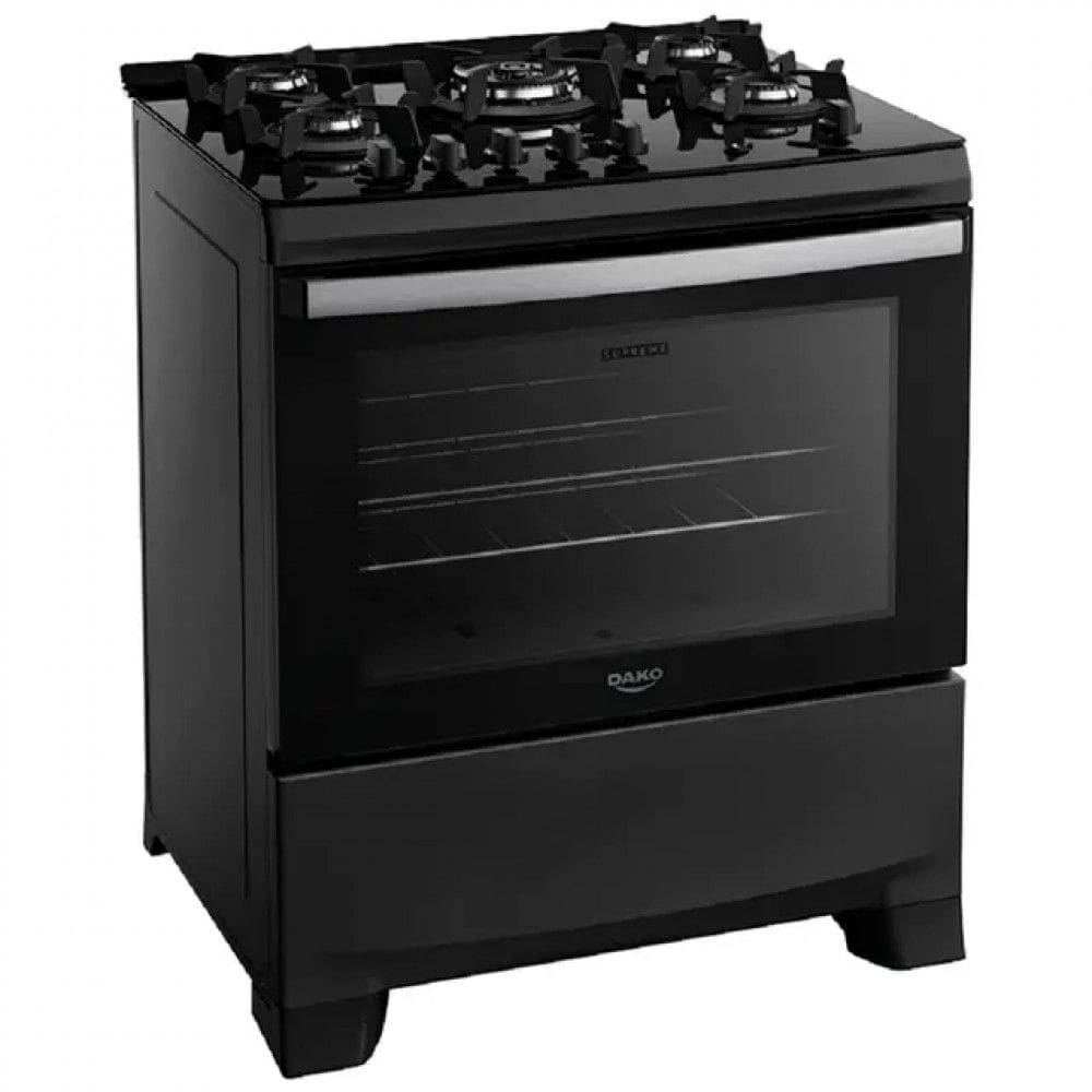 Fogao Supreme Preto Bivolt Glass 5 Bocas Automatico Mesa de Vidro Dako