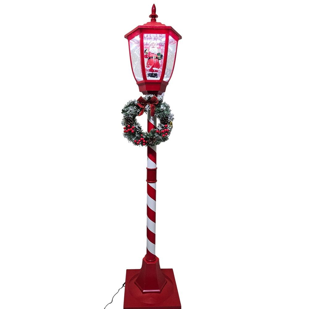 Poste Natal Papai Noel Natalino Som Led Musica Iluminaçao Decoraçao Loja Cenario Shopping Festa Fim de Ano Evento