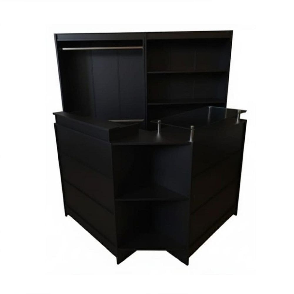 Kit Balcão + Cabideiro + Prateleira Loja 100% Mdf Preto - Suprema Móveis