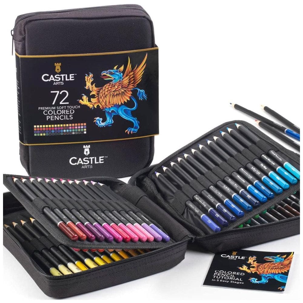 Kit de Pintura Profissional com Estojo de Transporte, 72 Peças, CASTLE ART SUPPLIES, Preto