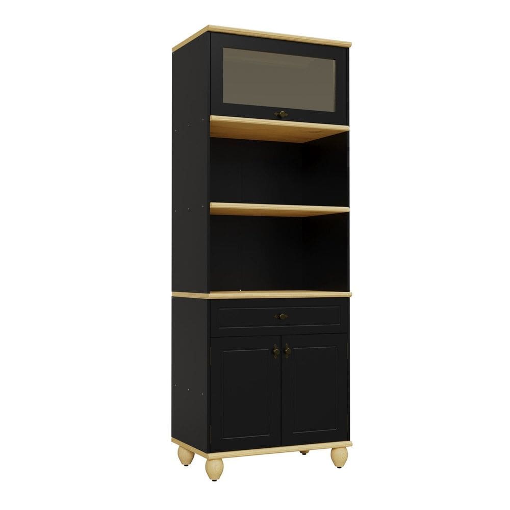 Armário Torre Quente 3 Portas e 1 Gaveta Joy Preto