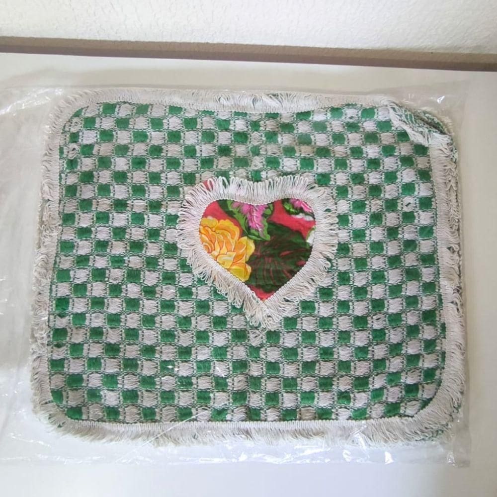 Kit 3 Peças De Tapete Banheiro Algodão 100% Tamanho 50x40cm Para Piso Chão Estampado E Liso Verde Com Estampa