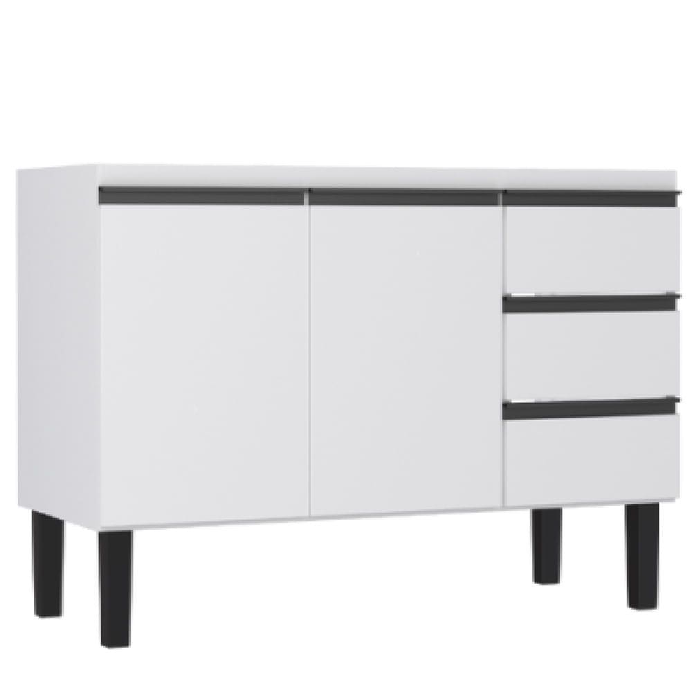 Gabinete em Aço Netuno Branco para Pias de 1,20 Metro com 2 Portas e 3 Gavetas - P101165 - COZIMAX
