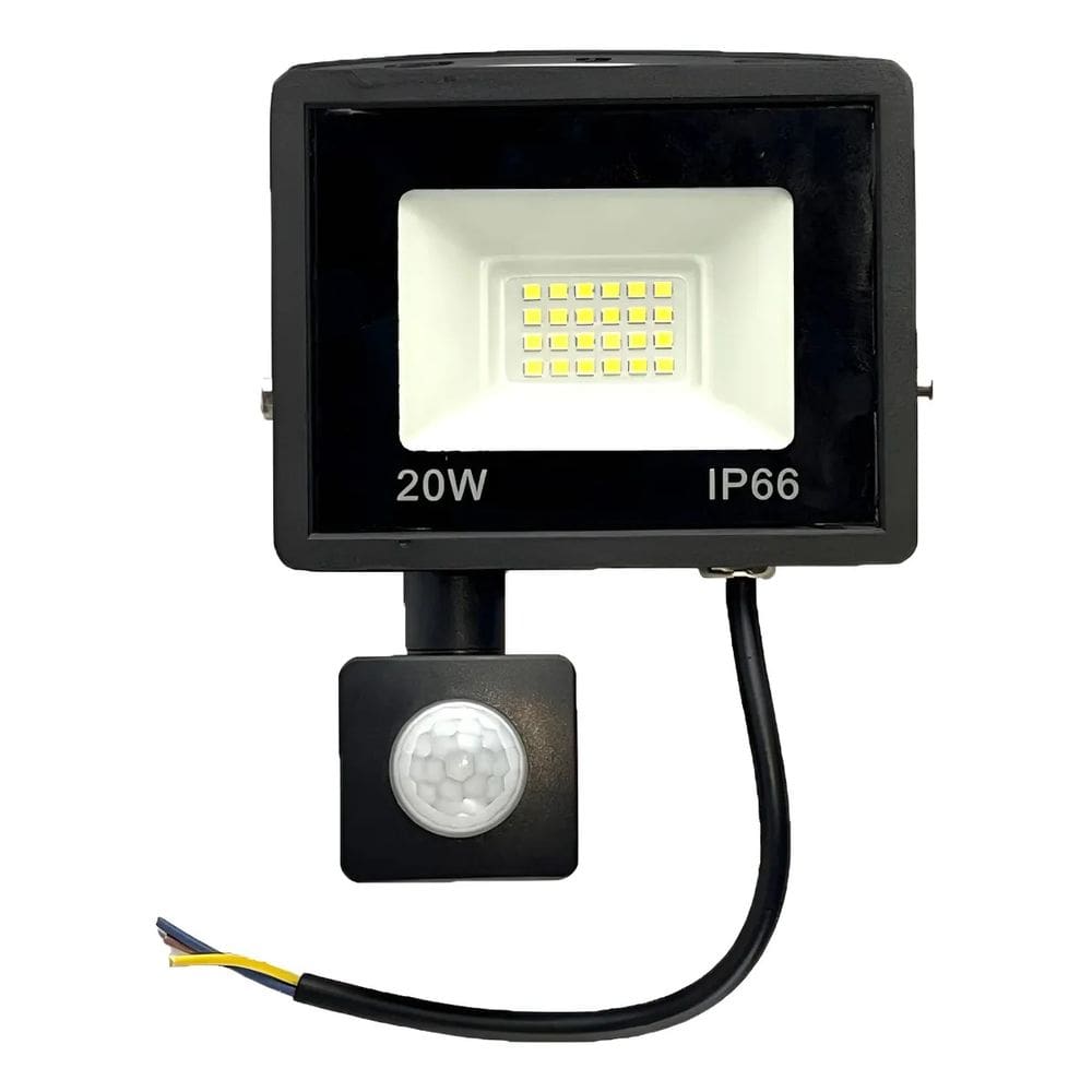 Holofote Refletor Led 20W - IP66 - 220V - Branco Frio - com Sensor de Presença