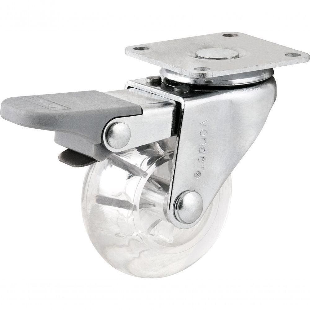 Rodizio Giratório Com Freio 3 Leve 55kg Poliuretano Transpa