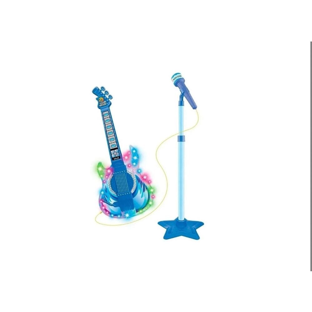 Guitarra musical de brinquedo e microfone de karaokê para crianças