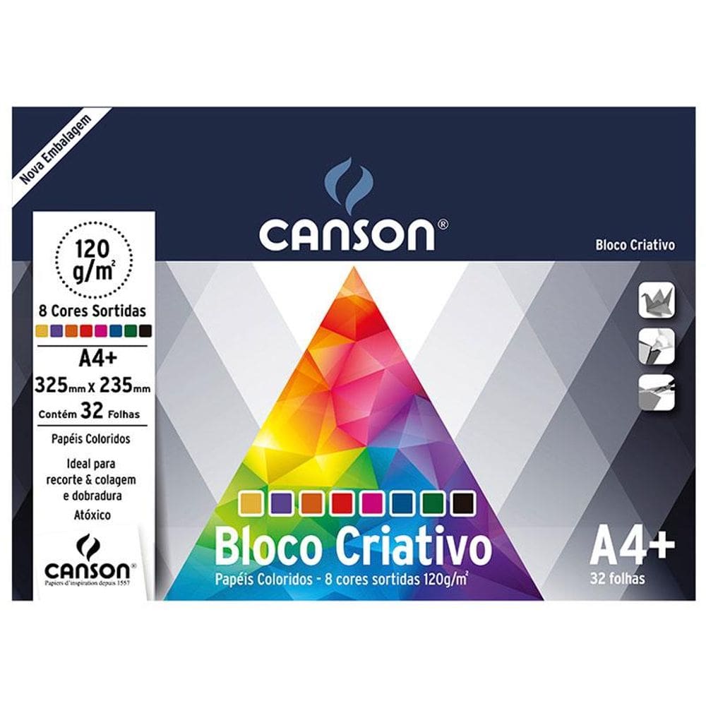 Bloco Criativo Cards A4+ 325x235mm 120g 8 cores 32fls Canson