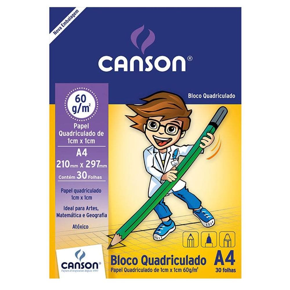 Bloco quadriculado A4 60g - com 30 folhas - Canson