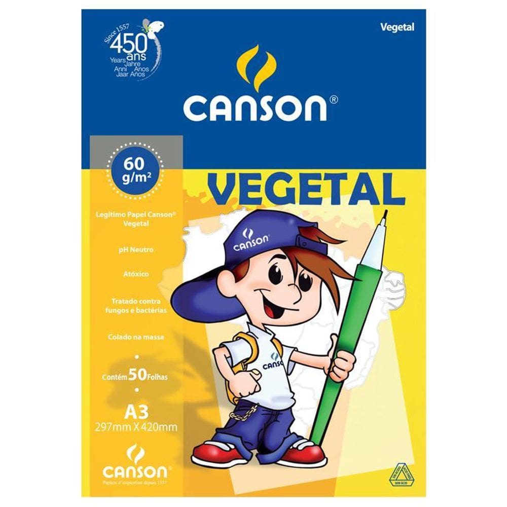 Papel vegetal liso A3 60g com 50 folhas Canson