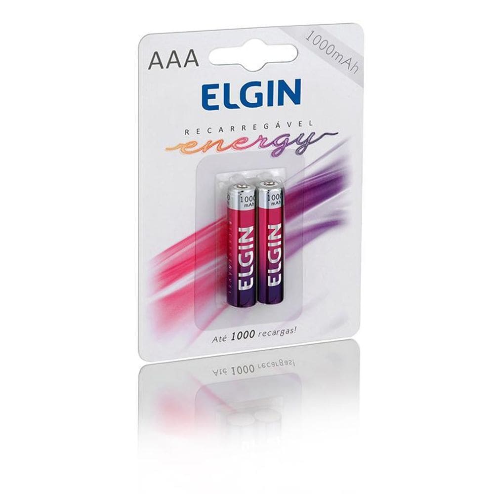 Pilha recarregável AAA 1000MAH com 2 unidades Elgin