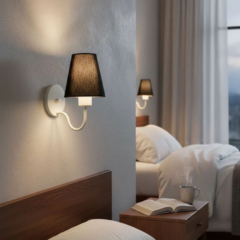 Arandela de Parede Vivare AR-2035BRPR Cúpula em Tecido Preta