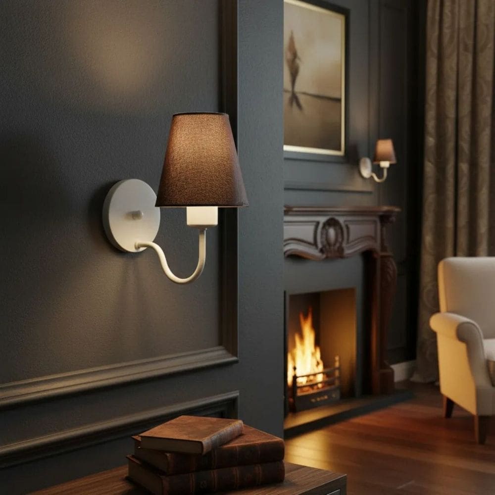 Arandela de Parede Vivare AR-2035BRLC Cúpula em Tecido Café