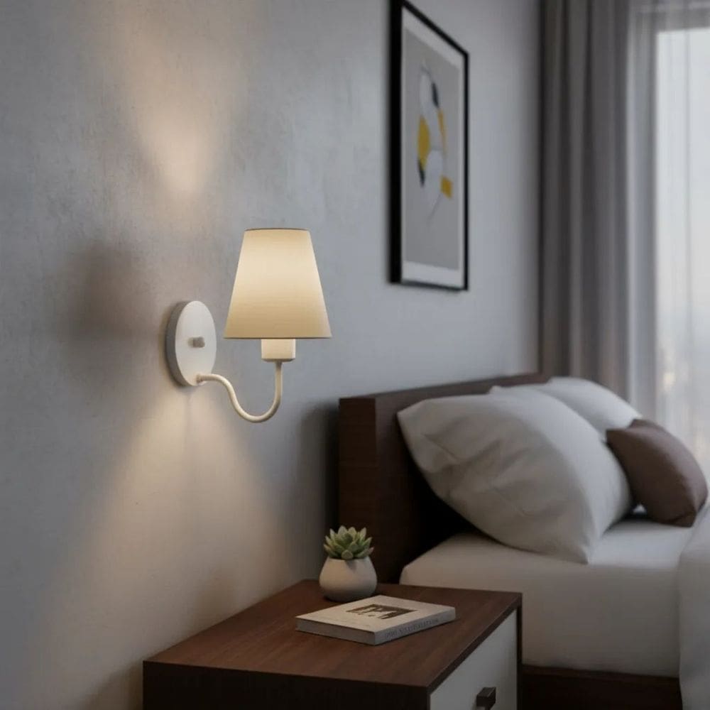 Arandela de Parede Vivare AR-2035BRLA Cúpula em Tecido Bege