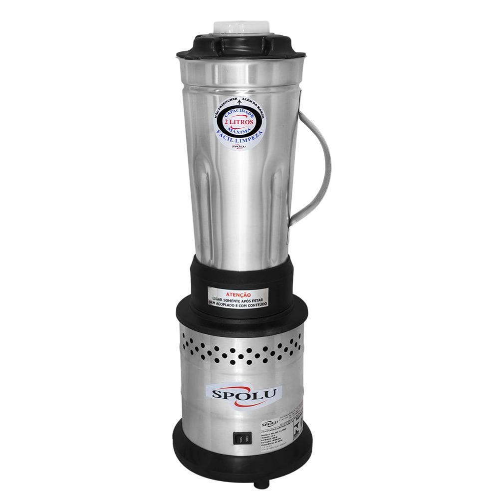 Liquidificador Industrial de Alta Rotação Spolu 2 Litros 800W SPL-022ECO Preto/Prata 220V