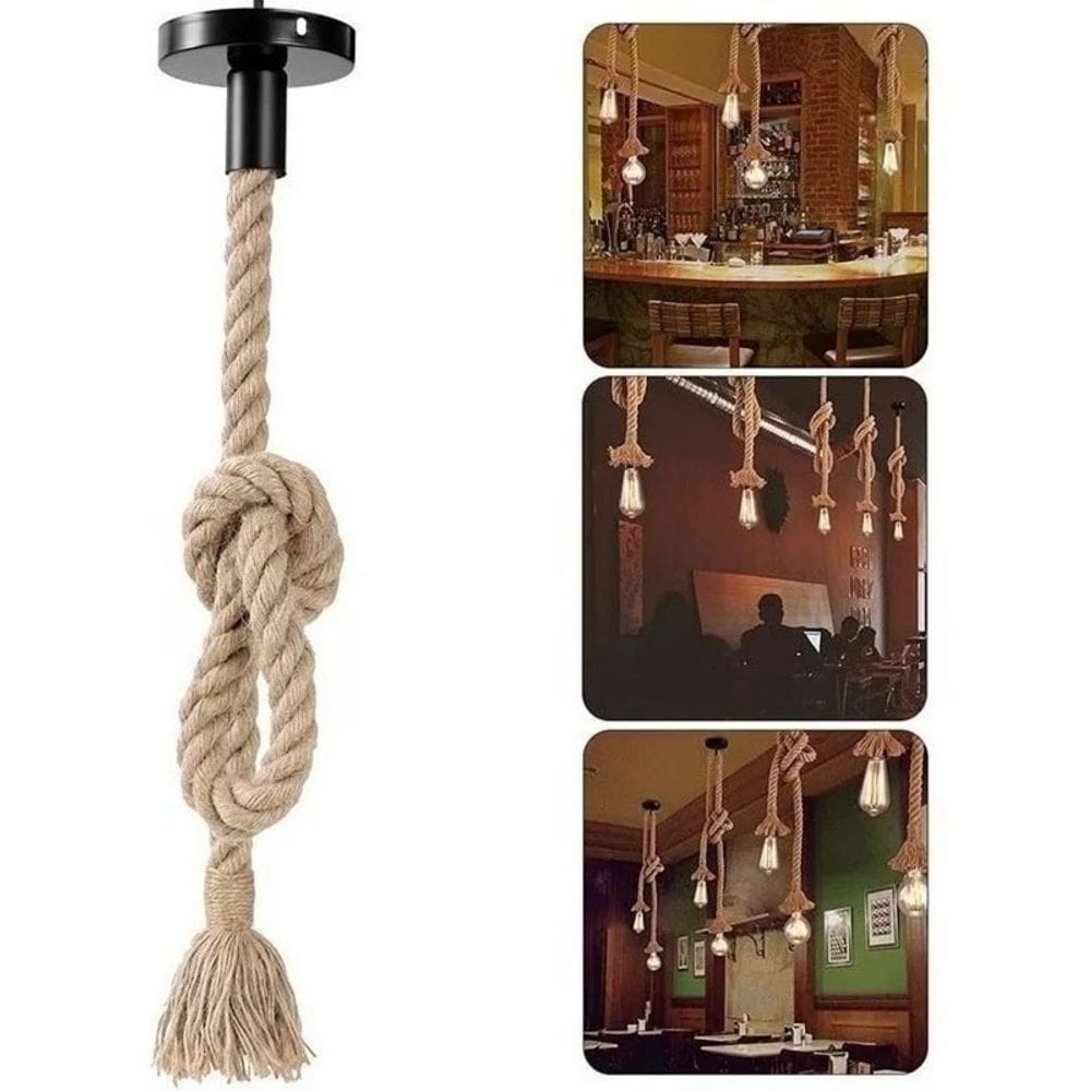 Luminária pendente de estilo vintage com base E27 e corda de 1 m