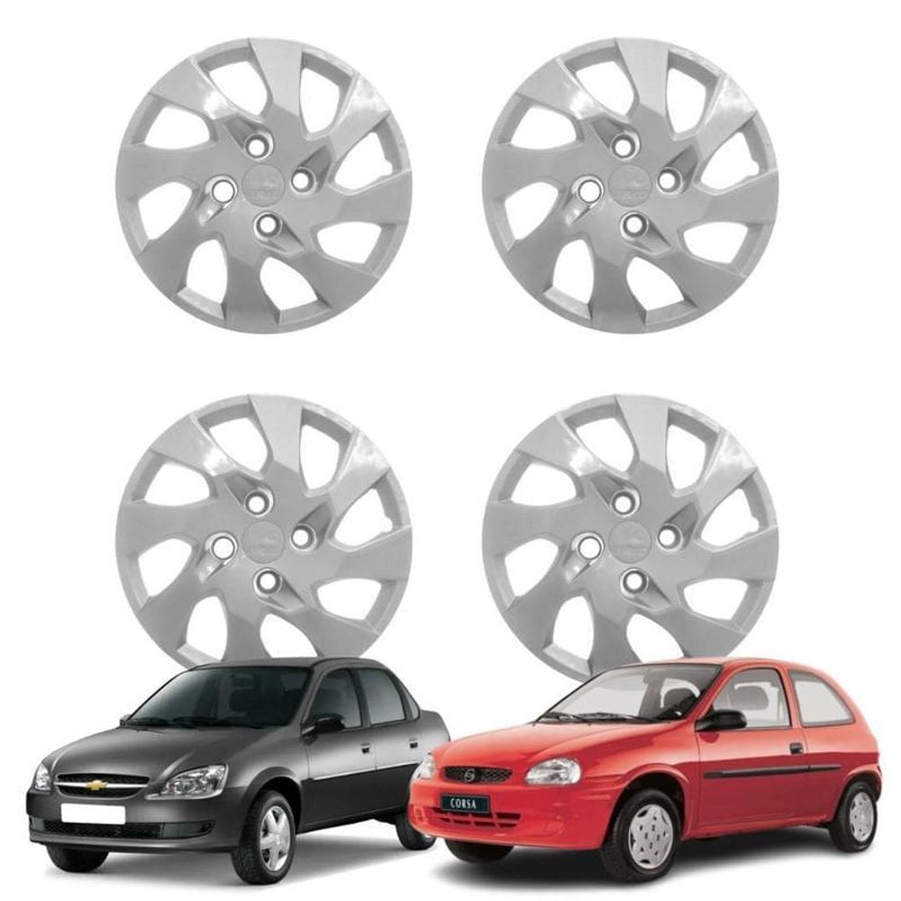 Jogo Calota Aro 13 Gm Corsa 94-02 Classic 95-09 Cubo Baixo