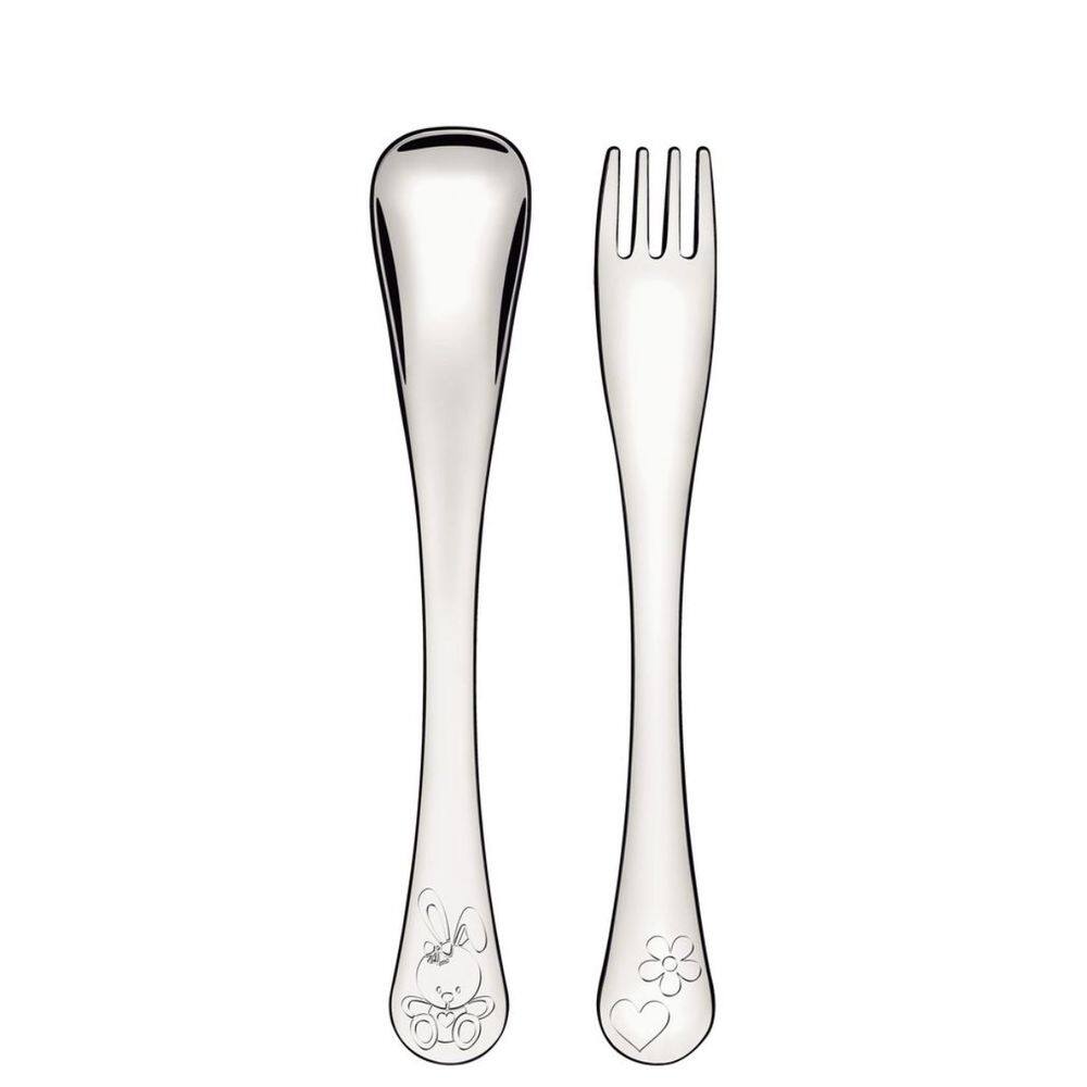 Kit 2 Peças Talheres Divertidos Infantil Le Petit Aço Inox Brilhante 12 Meses Tramontina