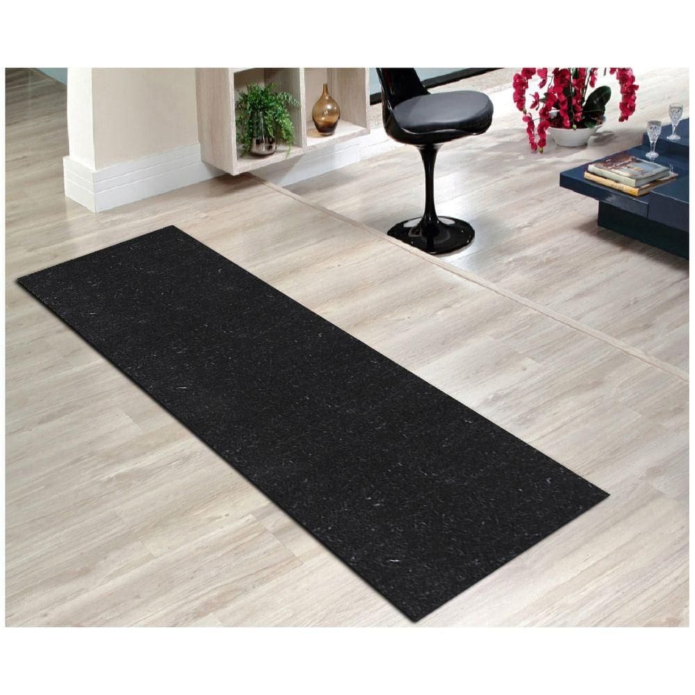 Tapete Passadeira Simples Aveludado 50x300 Borda Sem Costura Preto Mescla