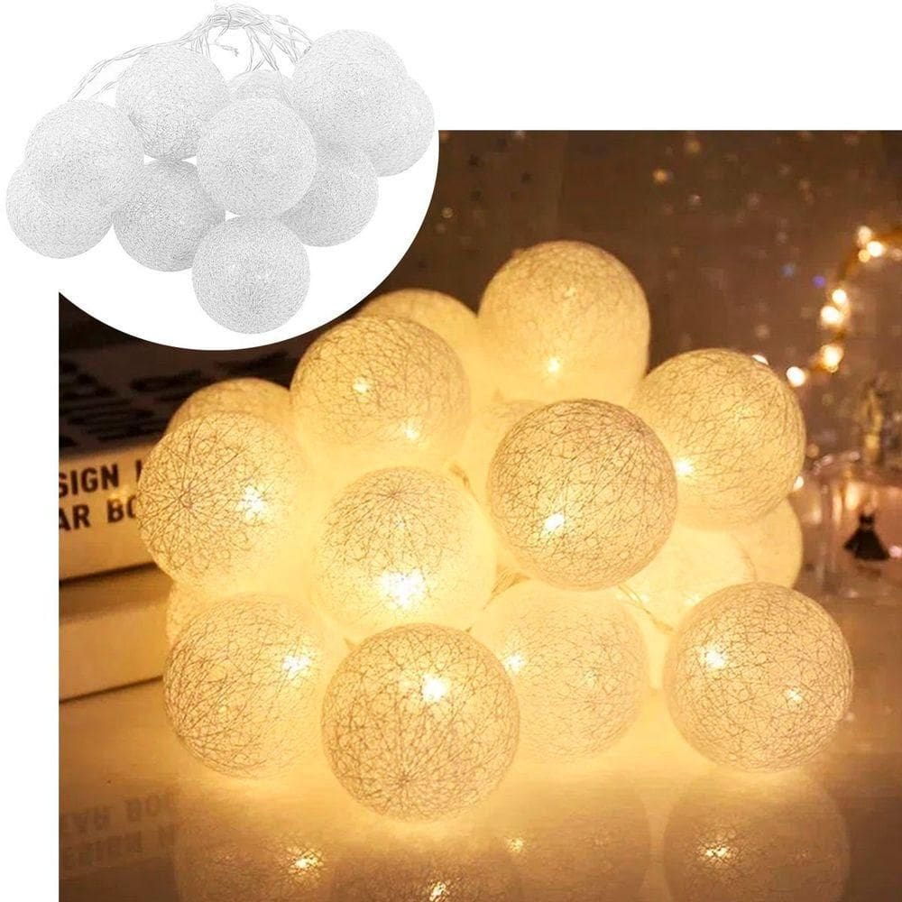 Pisca Cordão 20 Bolinhas Leds Natal Luz Amarelo Pilha 1,80m