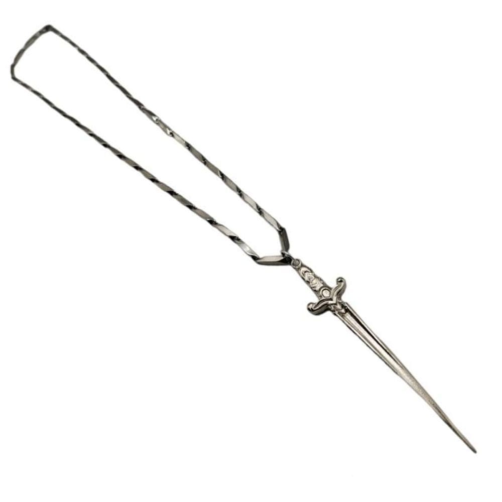 Corrente Com Pingente Espada 9 Cm Prateada