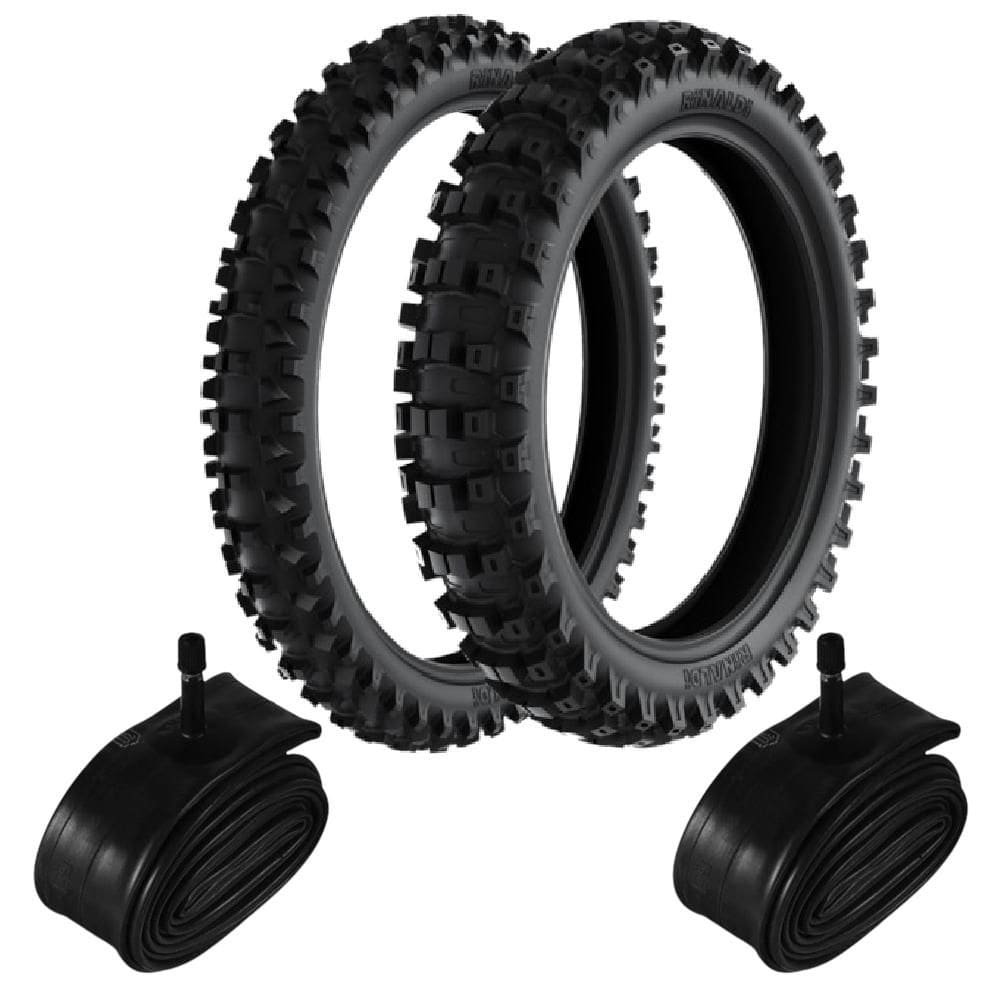 Kit Pneu Off-Road 80/100-21 + 110/90-19 Rs47 Rinaldi + Camaras