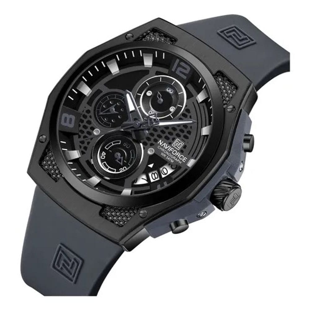 Relógio Naviforce Masculino 8051 Pulseira de Silicone Cinza