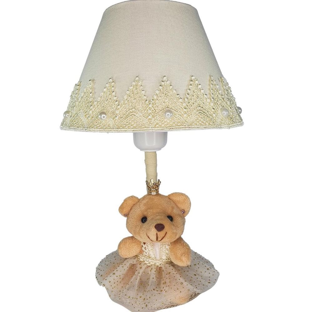 Abajur de Tecido com Ursinho 28cm para Quarto de Bebê