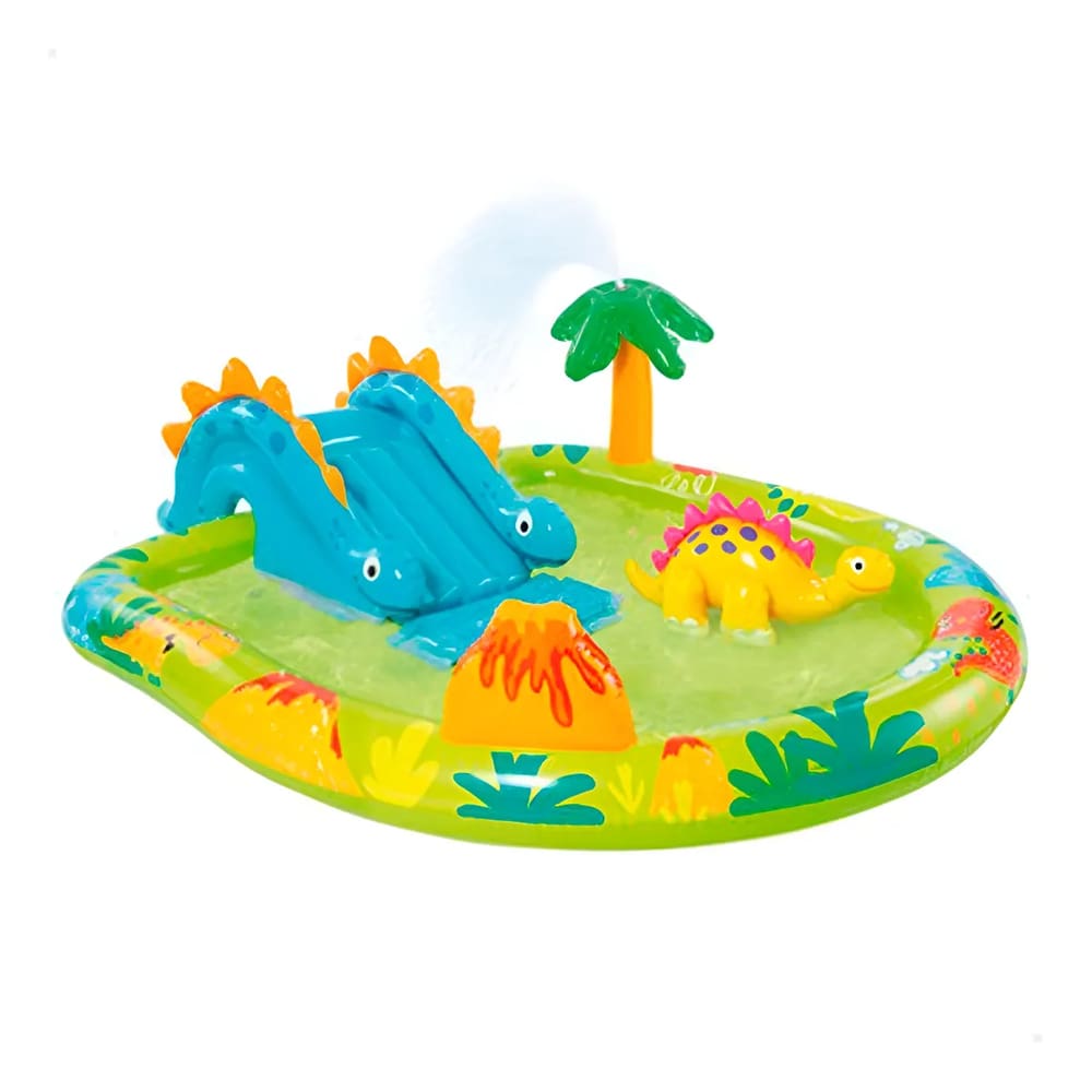 Piscina Infantil Inflavel Dinossauros Playground Resistente Confortável Segura Rasa 143L