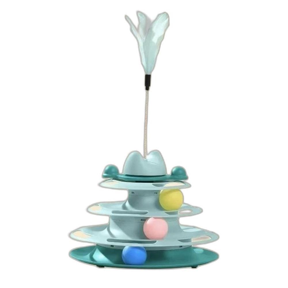 Torre 3 Niveis Para Gato Com Bolinha Cor Verde Com Pena